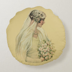 Alte Hochzeit, viktorianische Braut Brautbild Rundes Kissen