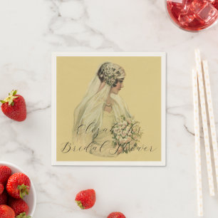 Alte Hochzeit, viktorianische Braut Brautbild Serviette