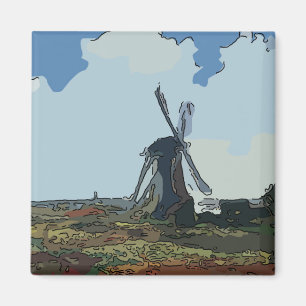 Alte holländische Windmühle Magnet