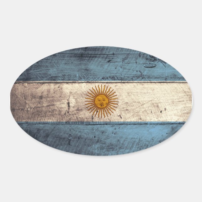 Alte Holzargentinische Fahne Ovaler Aufkleber (Vorderseite)