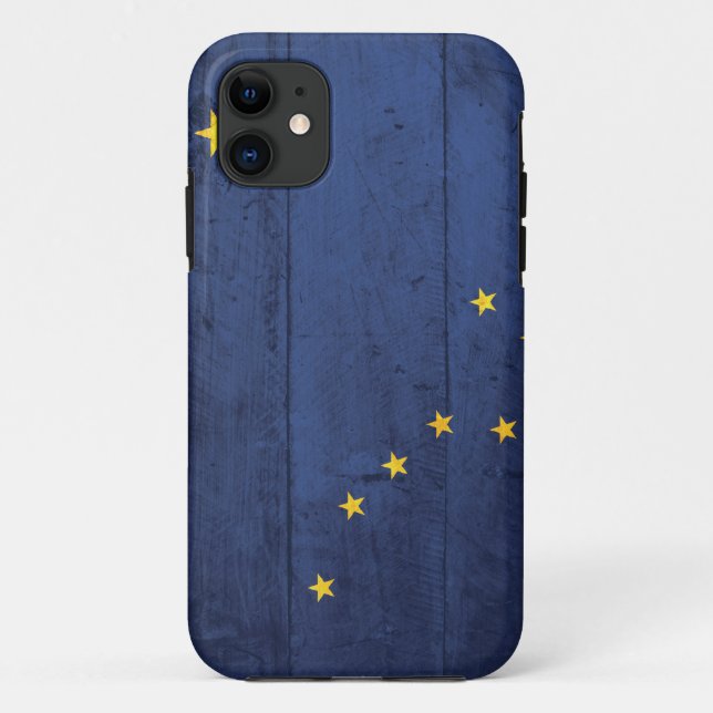 Alte hölzerne Alaska-Flagge Case-Mate iPhone Hülle (Rückseite)