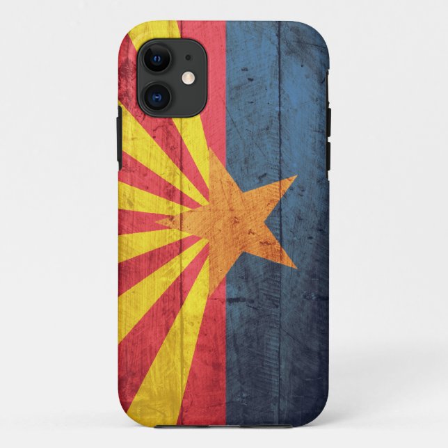 Alte hölzerne Arizona-Flagge Case-Mate iPhone Hülle (Rückseite)