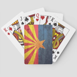Alte hölzerne Arizona-Flagge Spielkarten