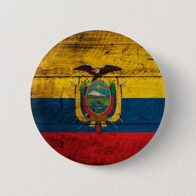 Alte hölzerne Ecuador-Flagge Button (Vorderseite)