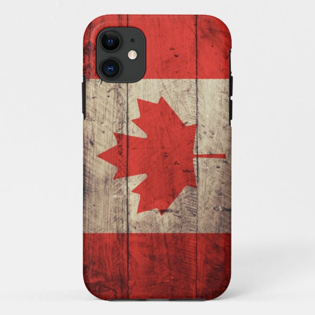 Alte hölzerne kanadische Flagge Case-Mate iPhone Hülle (Rückseite)