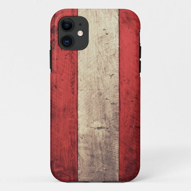 Alte hölzerne Österreich-Flagge Case-Mate iPhone Hülle (Rückseite)