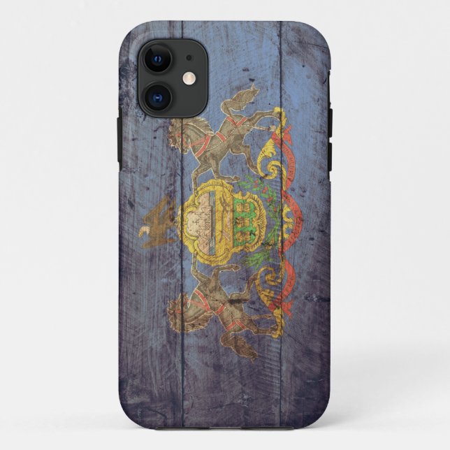 Alte hölzerne Pennsylvania-Flagge; Case-Mate iPhone Hülle (Rückseite)