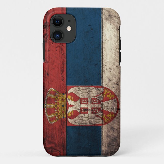 Alte hölzerne Serbien-Flagge Case-Mate iPhone Hülle (Rückseite)