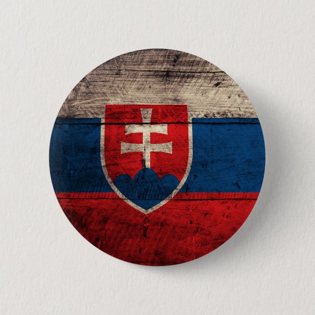 Alte hölzerne Slowakei-Flagge Button (Vorderseite)