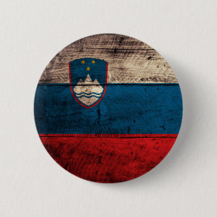 Alte hölzerne Slowenien-Flagge Button