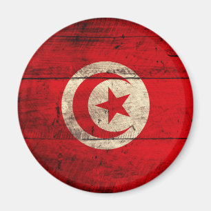 Alte hölzerne Tunesien-Flagge Magnet