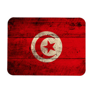 Alte hölzerne Tunesien-Flagge Magnet