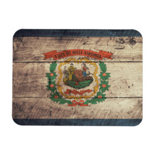 Alte hölzerne West- Virginiaflagge Magnet