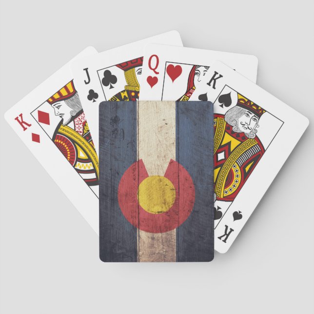 Alte Holzfarbenflagge Spielkarten (Rückseite)