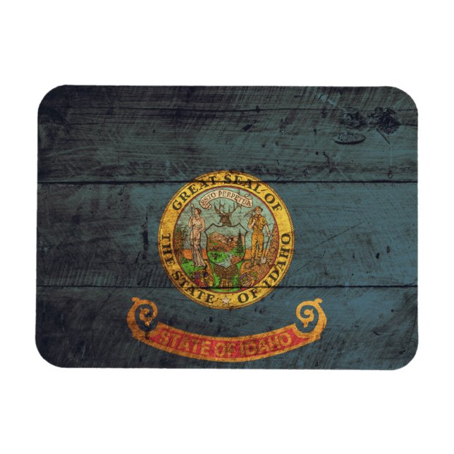 alte Holzflagge Idaho; Magnet (Horizontal)