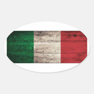Alte Holzflagge Italien Ovaler Aufkleber