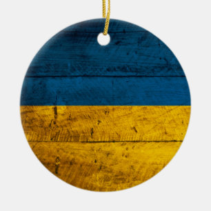 Alte Holzflagge Ukraine Keramikornament