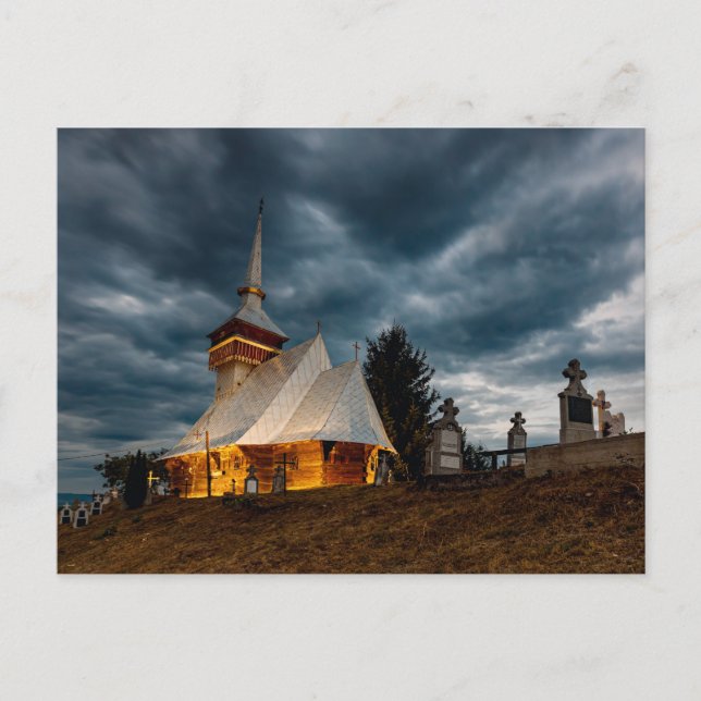 Alte Holzkirche von Chiscau in Rumänien Postkarte (Vorderseite)