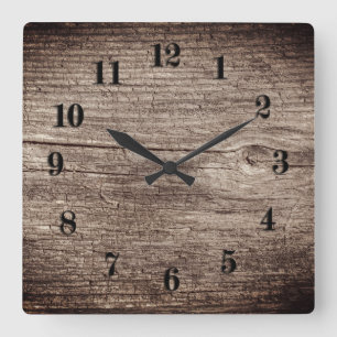 Alte Holzplanen Quadratische Wanduhr