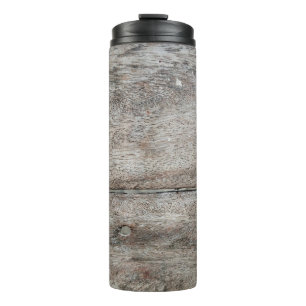 Alte Holzplanke aus der Nähe als Hintergrund aufge Thermosbecher