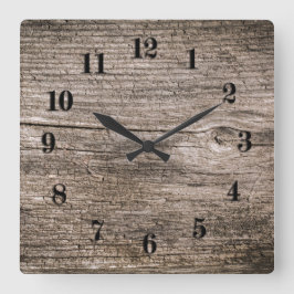 Alte Holzplanken Quadratische Wanduhr