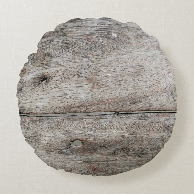 Alte Holzplatte nah als Hintergrund Rundes Kissen (Vorderseite)