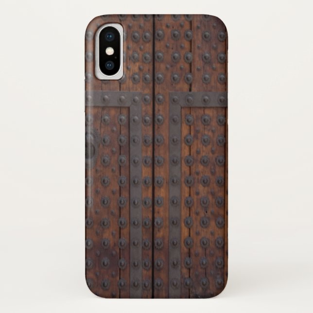 Alte Holztür mit schwarzem Metall Case-Mate iPhone Hülle (Rückseite)