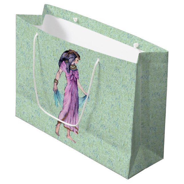 Alte Hübsche ägyptische Lady Princess in Lila Große Geschenktüte (Vorderseite Schrägansicht)