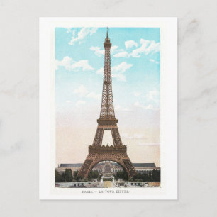 Alte Illustration des Eiffelturms in Paris Postkarte