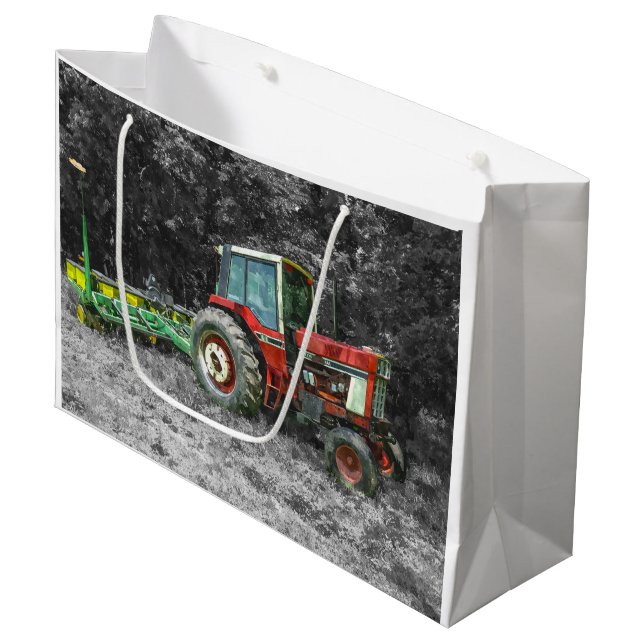 Alte internationale Traktorenpflege Große Geschenktüte (Vorderseite Schrägansicht)