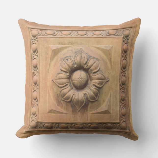 Alte italienische Terracotta-Blumenplatte, Rosette Kissen (Vorderseite)
