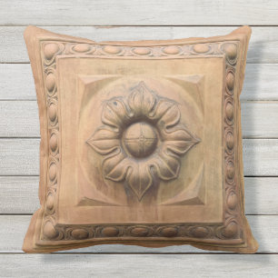 Alte italienische Terracotta-Blumenplatte, Rosette Kissen