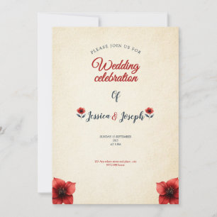 alte Jahrgangskarte Einladung Rote Rosen