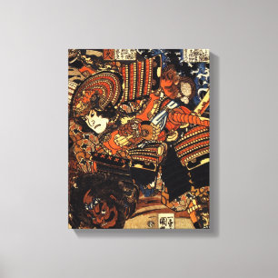 Alte japanische Malerei der Samurais, die c.1800s Leinwanddruck
