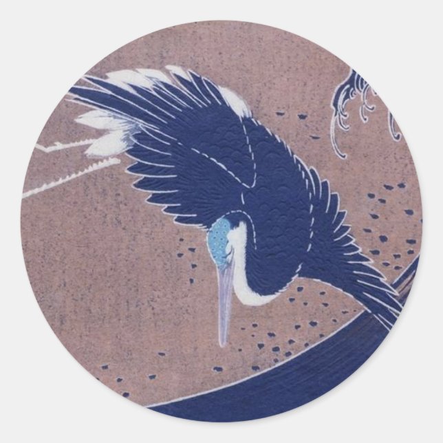 Alte japanische Vogelmalerei, c. 30 Runder Aufkleber (Vorderseite)