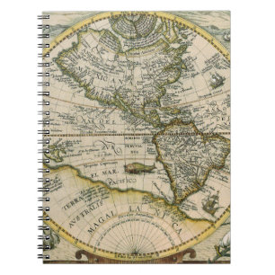 Alte Karte, 1596, America Sive Novus Orbis Notizblock