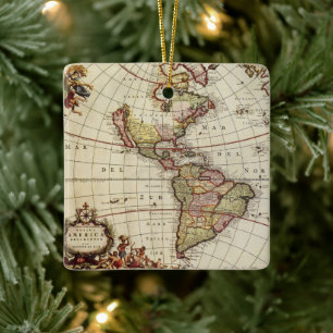Alte Karte der Amerikas von Johannes De Ram Keramikornament