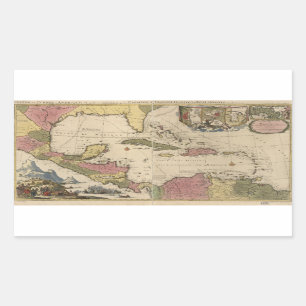 Alte Karte der Antillen (1757) Rechteckiger Aufkleber