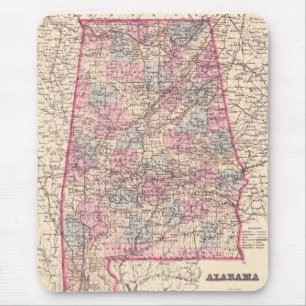 Alte Karte der Countys in Alabama (1876) Mousepad