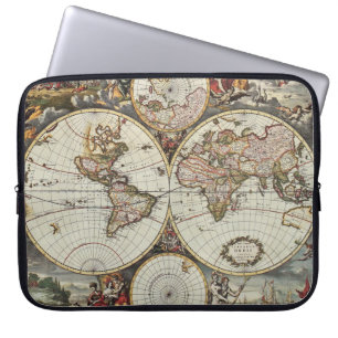 Alte Karte der Hemisphären der Welt. Erstellt von  Laptopschutzhülle