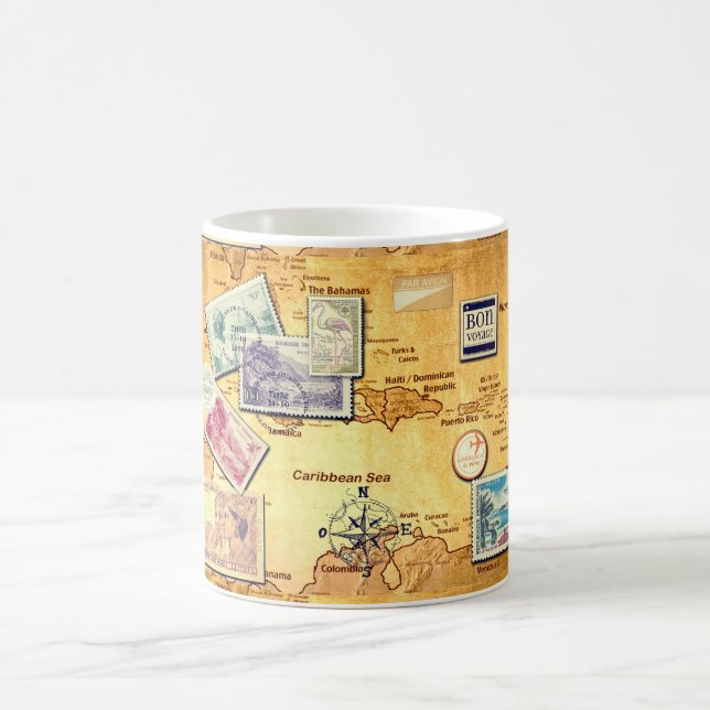 alte Karte der Karibik Kaffeetasse (Mittel)