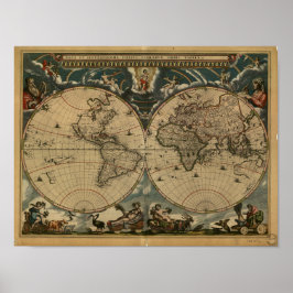 Alte Karte der Welt - 1664 Poster