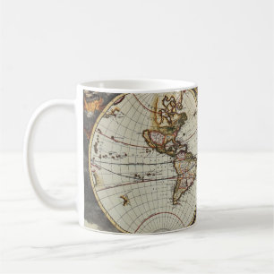 Alte Karte der Welt Hemisphären. Erstellt von Fred Kaffeetasse