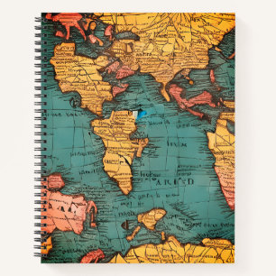 Alte Karte der Welt Öko-freundlich Notizbuch