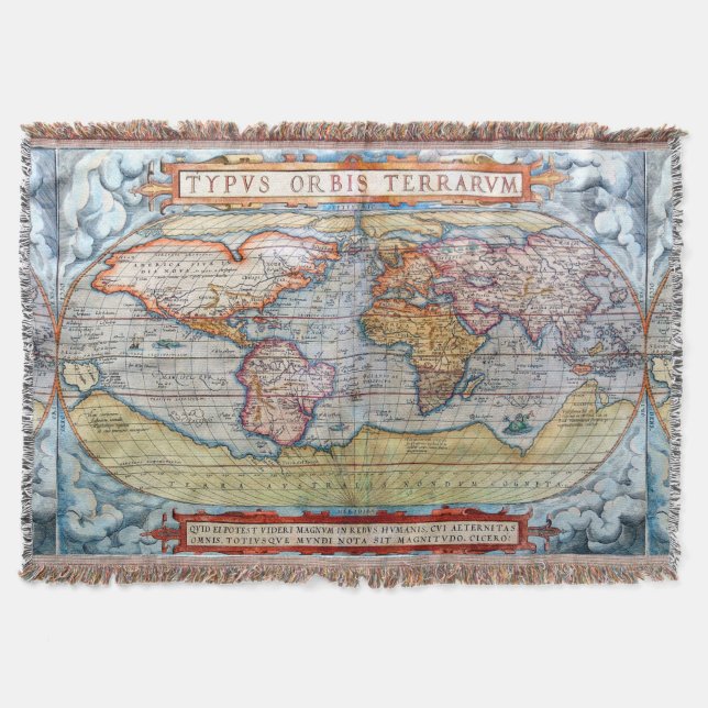 Alte Karte der Welt Rugs Decke (Vorderseite)