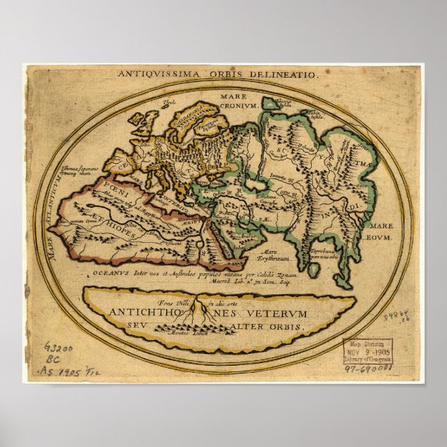 Alte Karte der Welt - unbekanntes Datum Poster (Vorne)