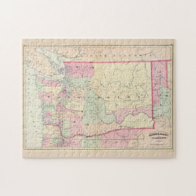 Alte Karte des Bundesstaates Washington (1874) (Horizontal)
