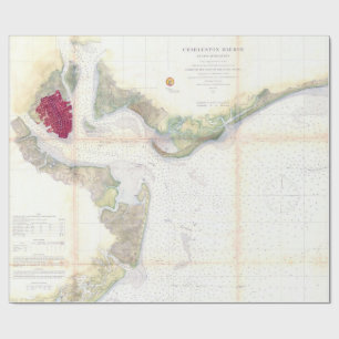 Alte Karte des Charleston Harbor SC (1866) Geschenkpapier