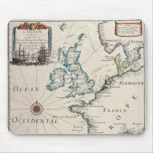 Alte Karte des Westerns Europa Mousepad