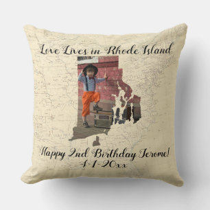 Alte Karte Liebe lebt in Rhode Island Staat Foto Kissen